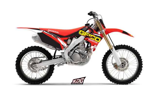 Kit déco motocross - Replica Geico - Honda 250 CRF 2010 à 2013 et 450 CRF 2009 à 2012